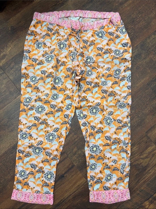 Sundance Other - Sundance Orange Floral Drawstring Kids Pants with Pink Trim